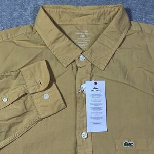 Nwt Lacoste Garment Dyed Button Down‎ Shirt Mustard Regular Fit 3XL/46 Croc